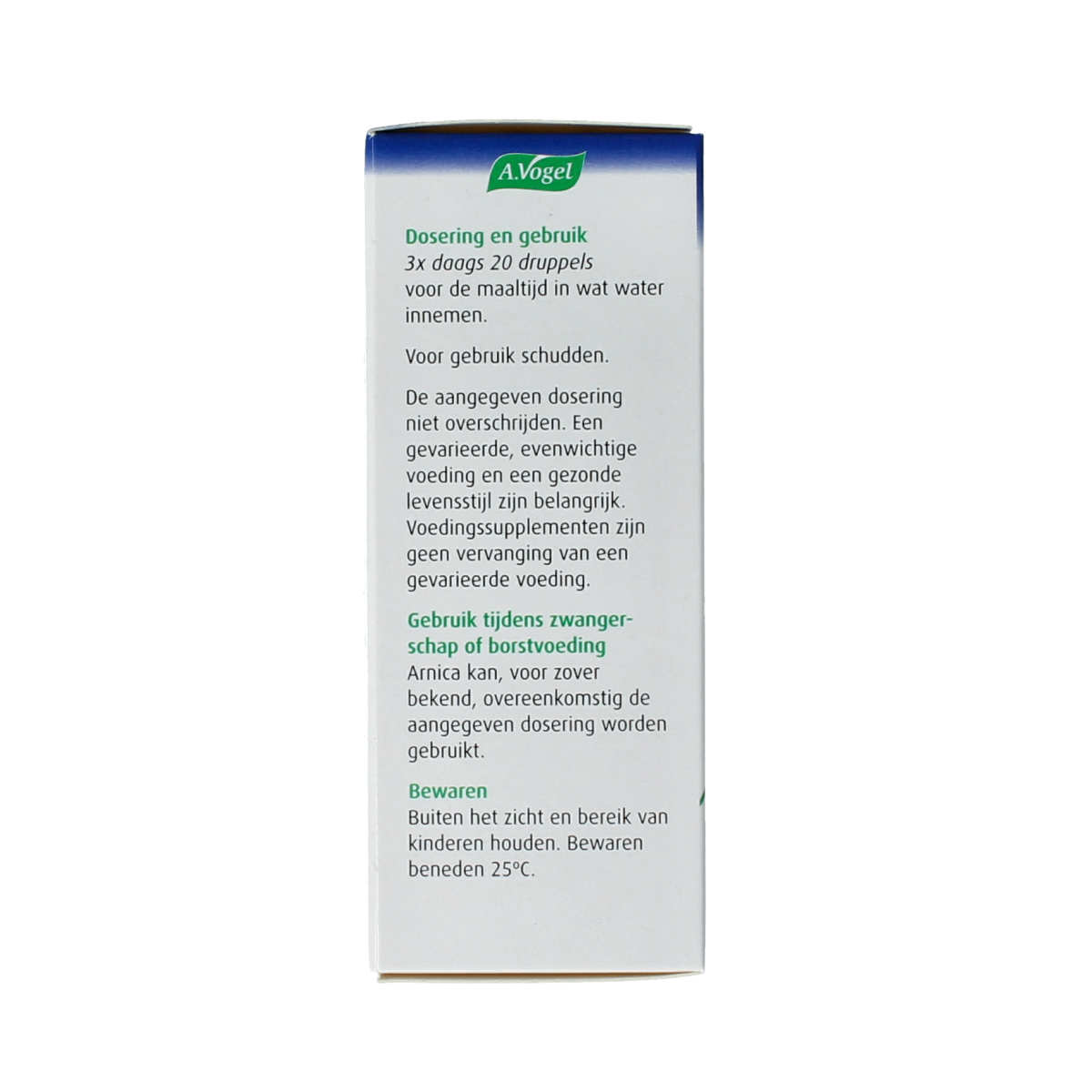 A Vogel Arnica herbal preparation 50ml bottle, featuring a label with plant images and product details for circulatory and blood vessel support.