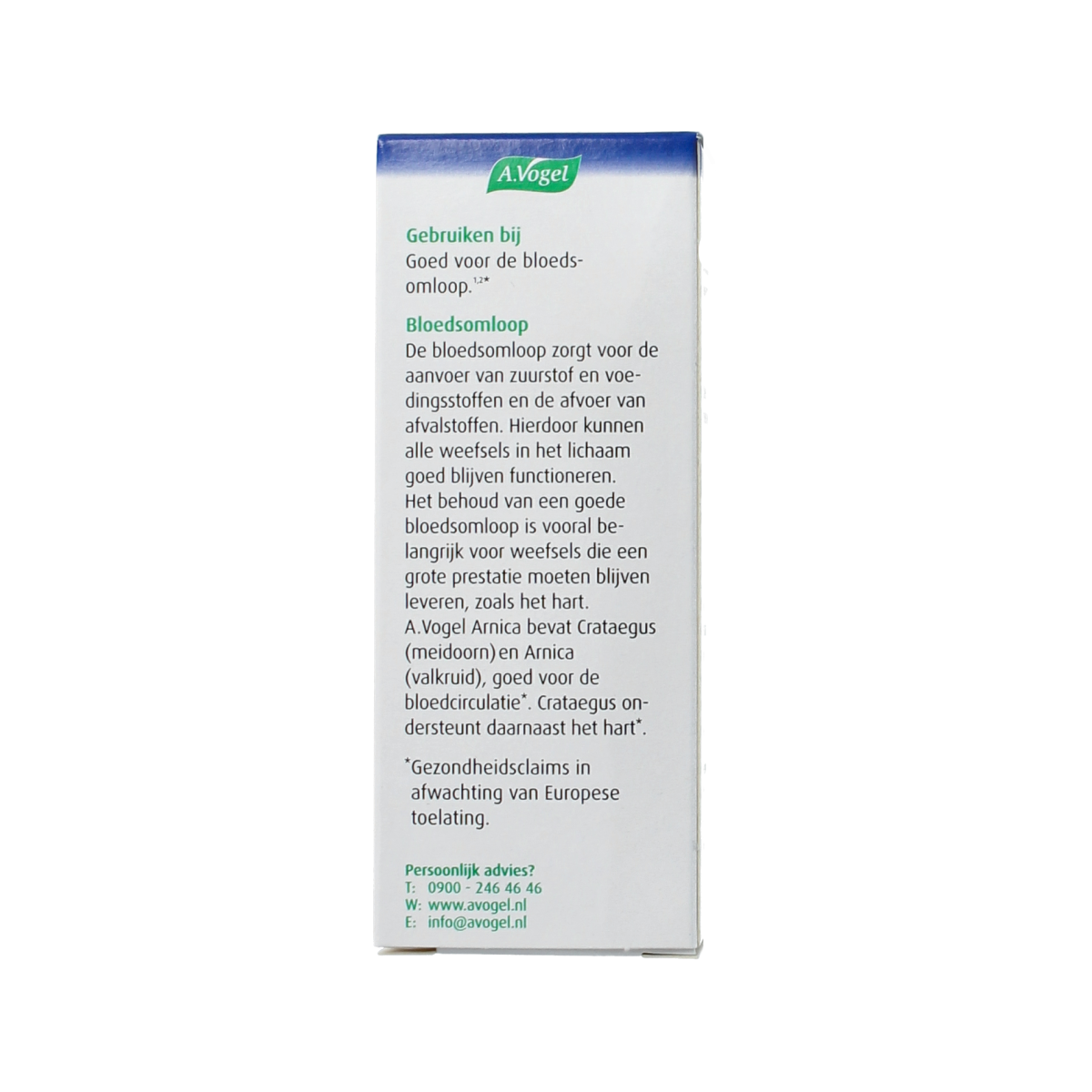 A Vogel Arnica herbal remedy bottle, 50ml, featuring a white cap and label with herbal imagery, for supporting heart and blood vessels.