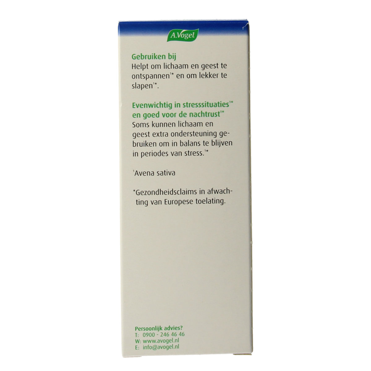 A Vogel Avena sativa herbal supplement in a 100ml bottle, featuring a label with natural ingredients and branding.