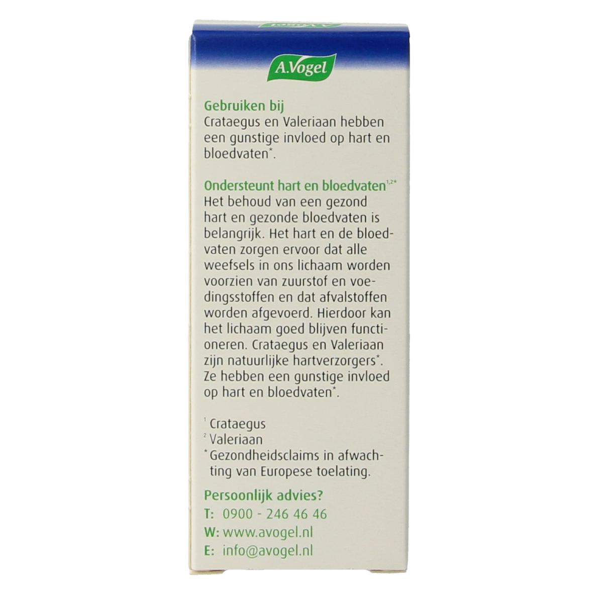 A Vogel Crataegus and Valerian herbal supplement tablets in a blister pack, showing the product packaging and tablets.