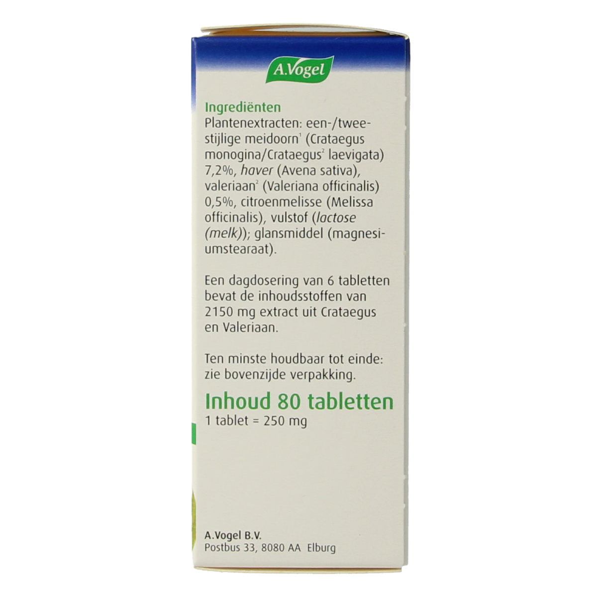 A Vogel Crataegus and Valeriaan herbal tablets in a blister pack, natural herbal supplement for relaxation and heart health.