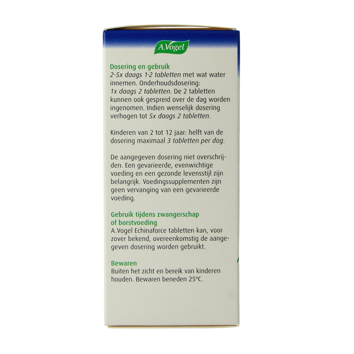 A Vogel Echinaforce herbal tablets in a clear container, showcasing the herbal supplement packaging and tablets inside.