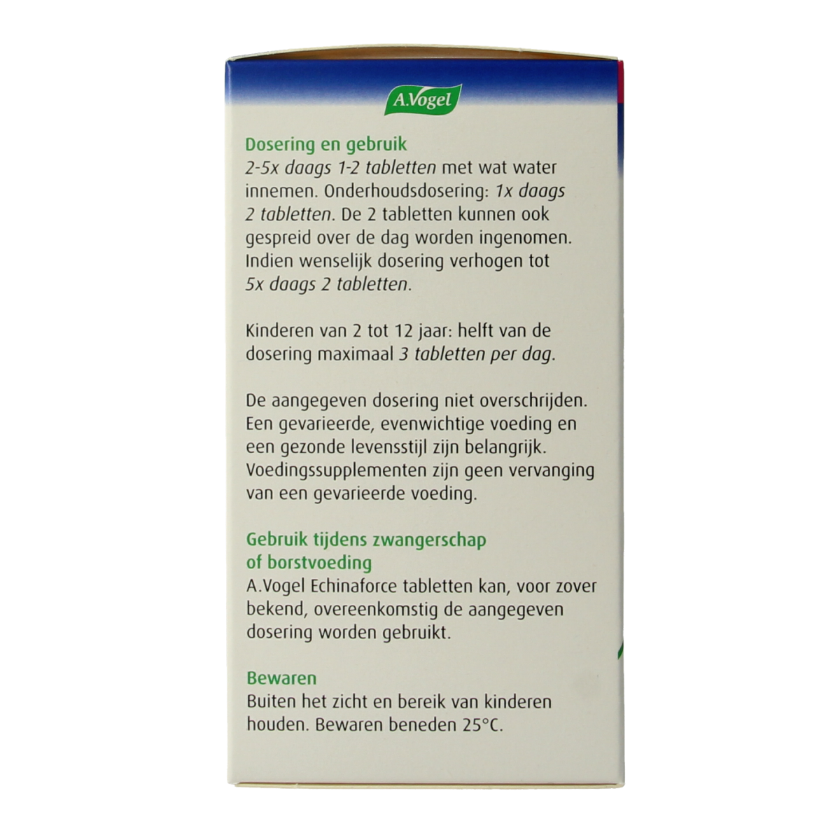 A Vogel Echinaforce 350mg herbal tablets in a bottle, part of A Vogel's herbal supplement line, with the product label visible.