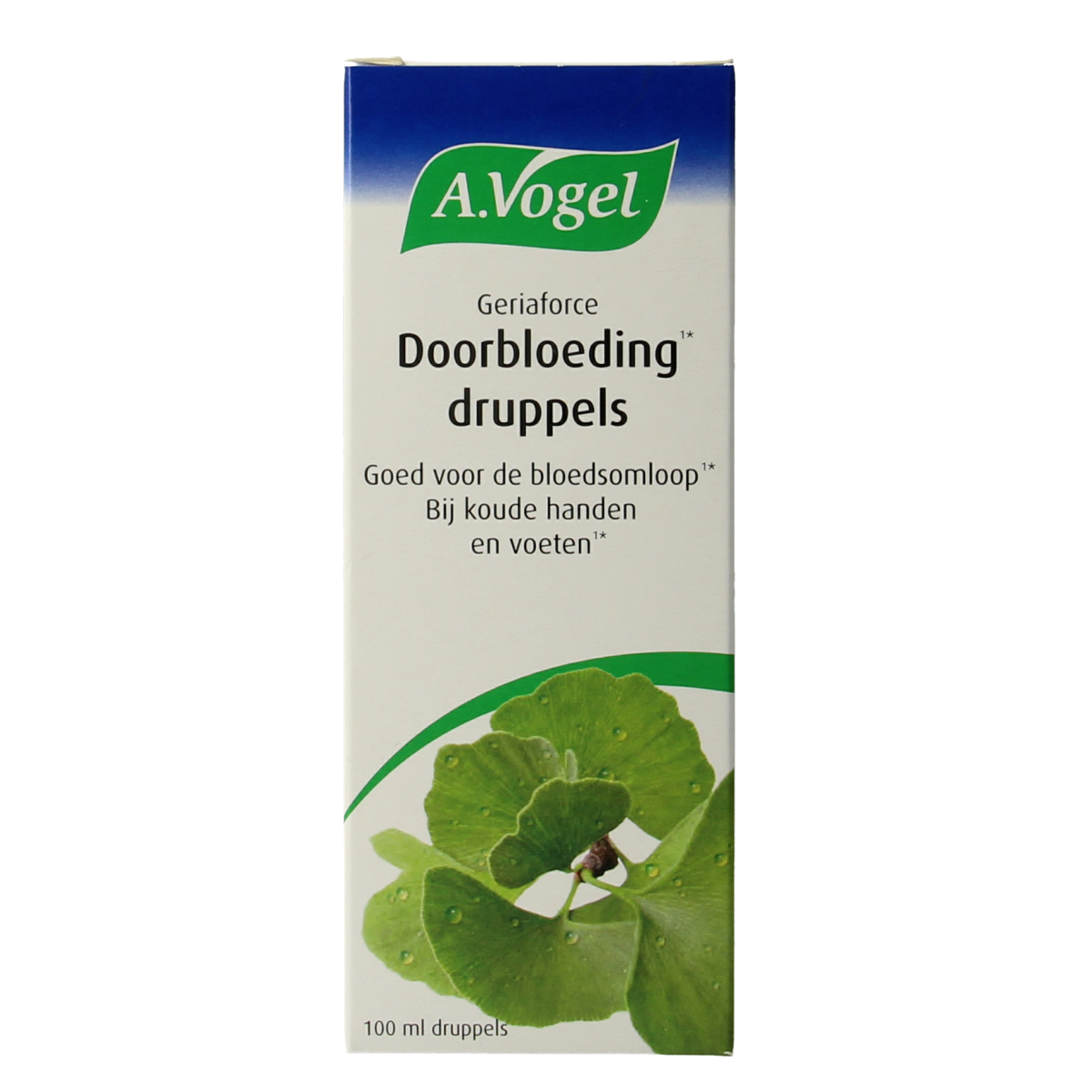 A Vogel Geriaforce herbal supplement bottle with 100ml capacity, featuring product label and packaging details.