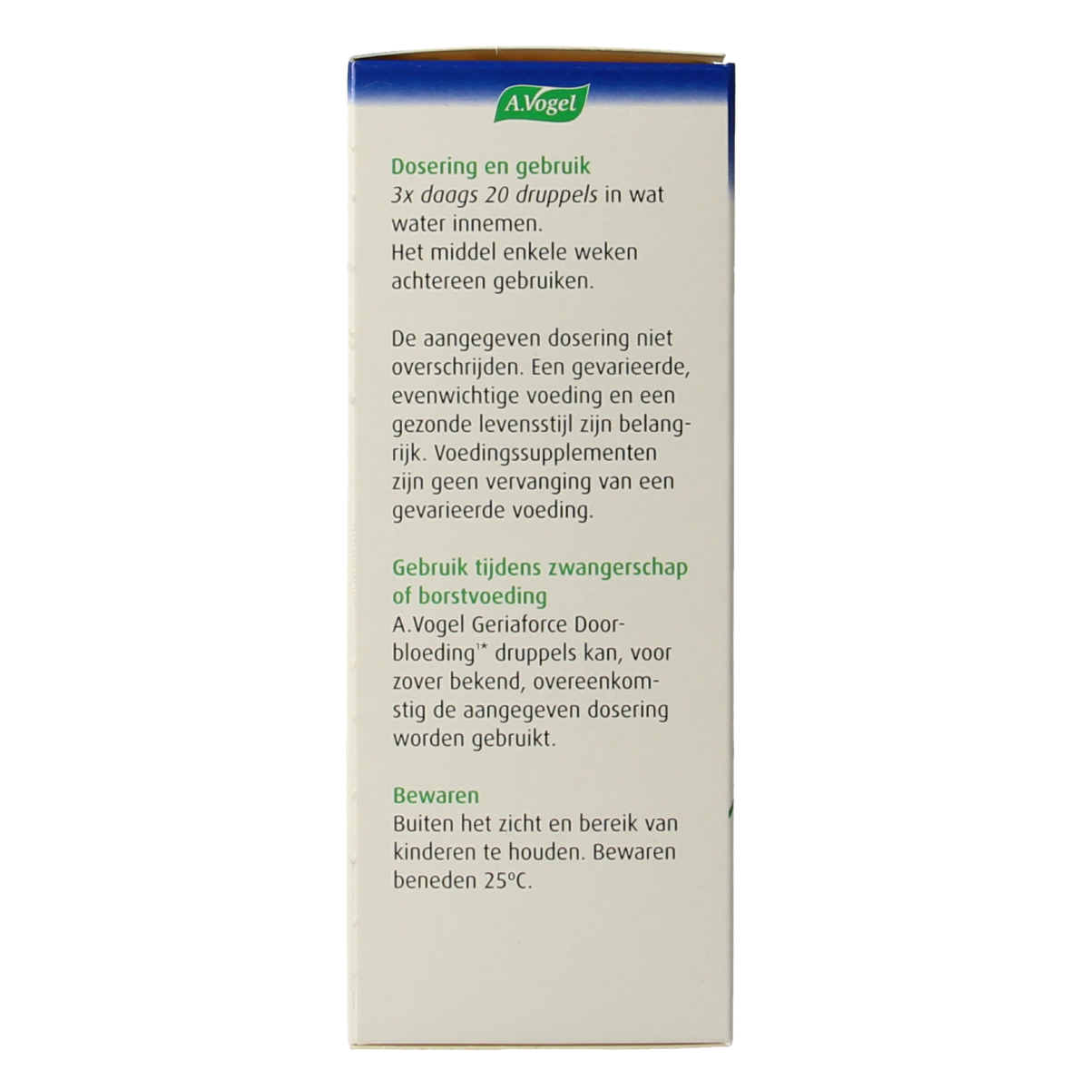 A Vogel Geriaforce herbal supplement bottle, 100ml, in a natural herbal remedy packaging, designed for supporting health.