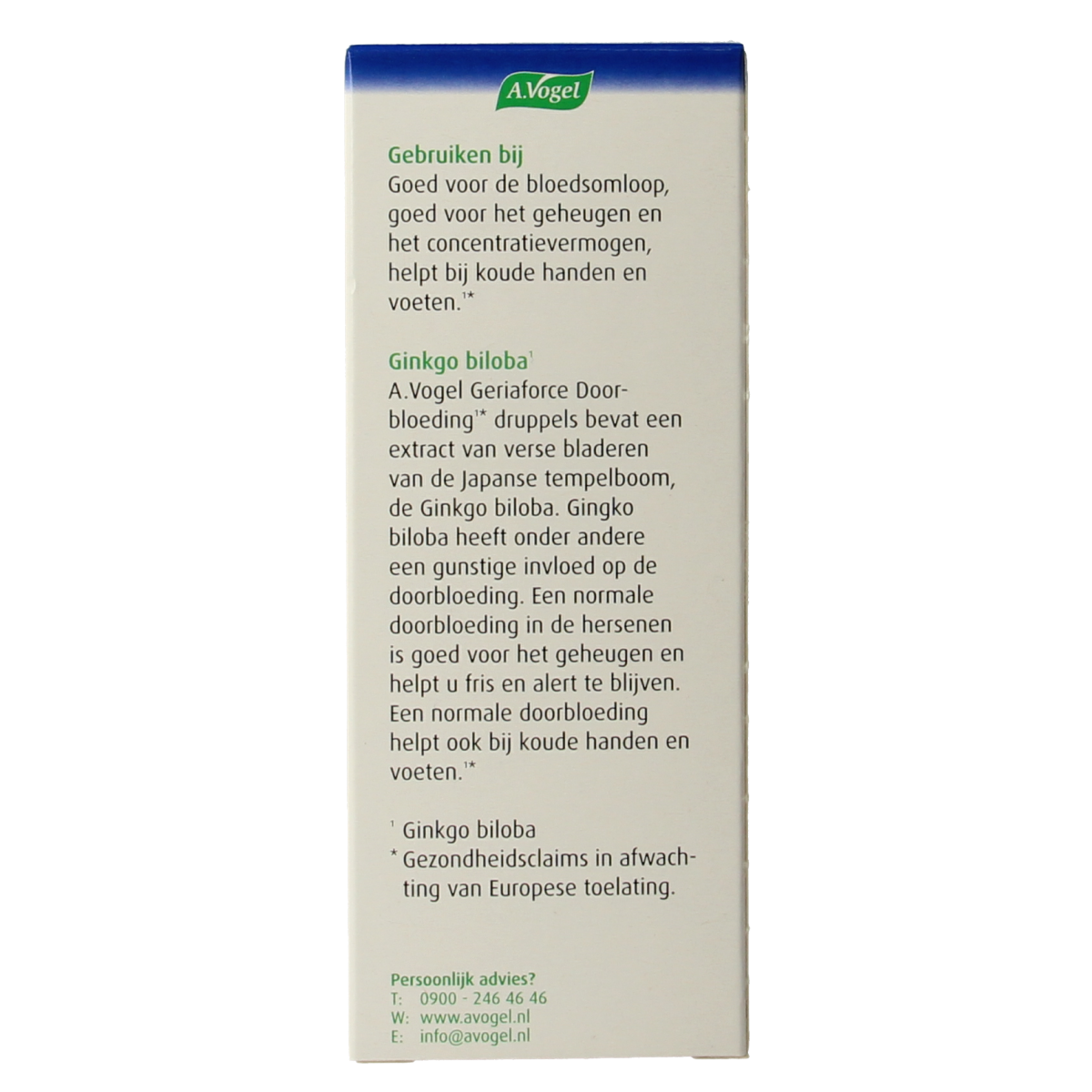 A Vogel Geriaforce herbal supplement in a 100ml bottle, part of the A Vogel herbal preparations line.