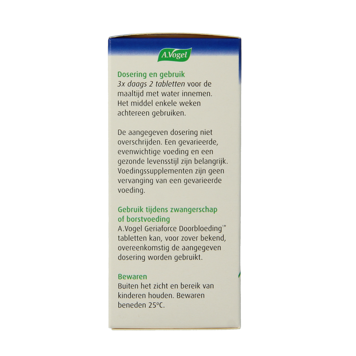 A Vogel Geriaforce herbal supplement tablets bottle with label showing product name and packaging details.