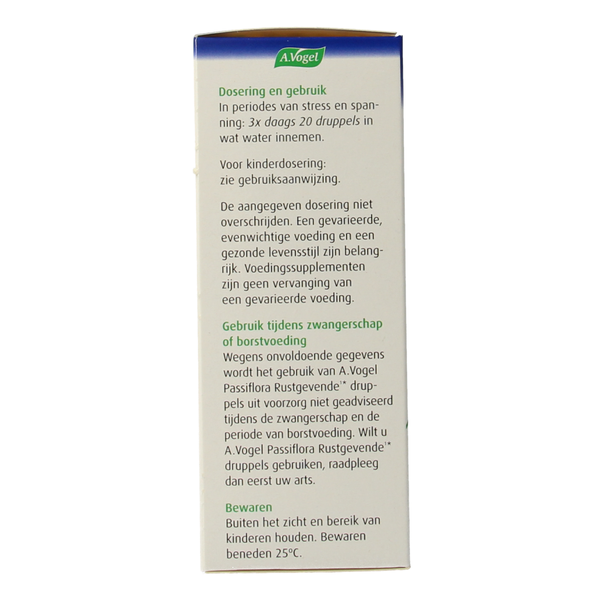 A Vogel Passiflora rustgevende druppels in 100ml bottle, herbal remedy for relaxation, with dropper cap and label.