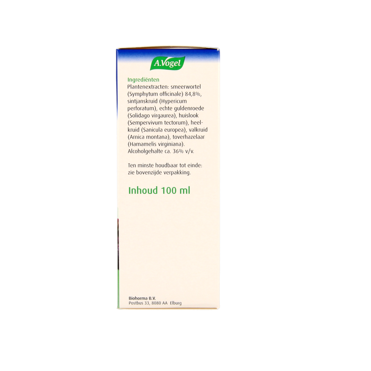 A Vogel Symphosan external body care lotion in a 100ml bottle, featuring a white and green label, designed for skin soothing.