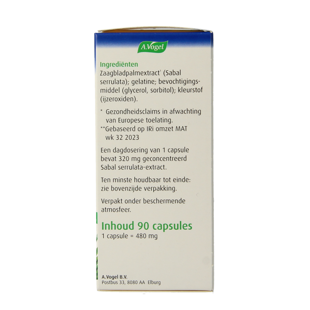 A Vogel Prostaforce herbal supplement capsules arranged in a bottle, part of the Kruidenpreparaten product line.