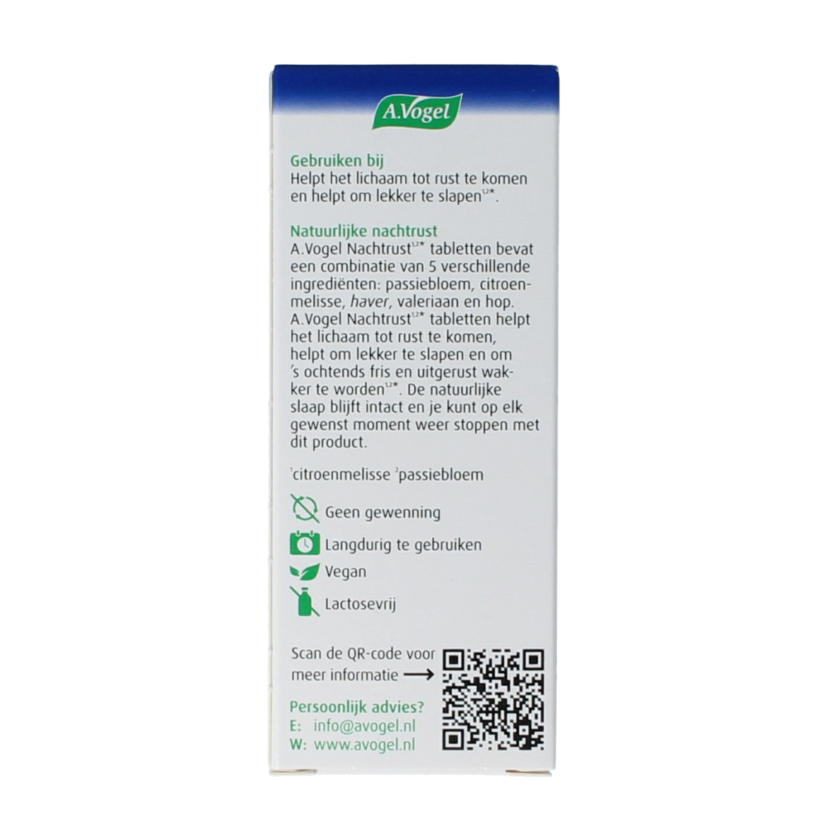 A Vogel Nachtrust herbal tablets in a white bottle with 60 tablets, designed for natural sleep support.