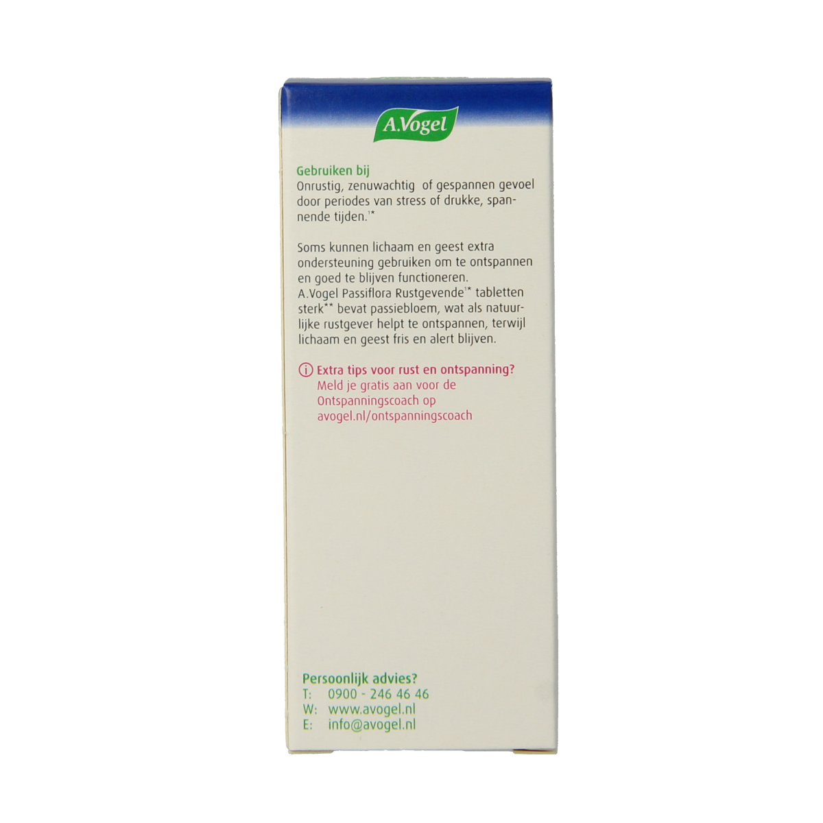 A Vogel Passiflora rustgevende tabletten, 30 herbal supplement tablets, natural product for relaxation and stress relief.