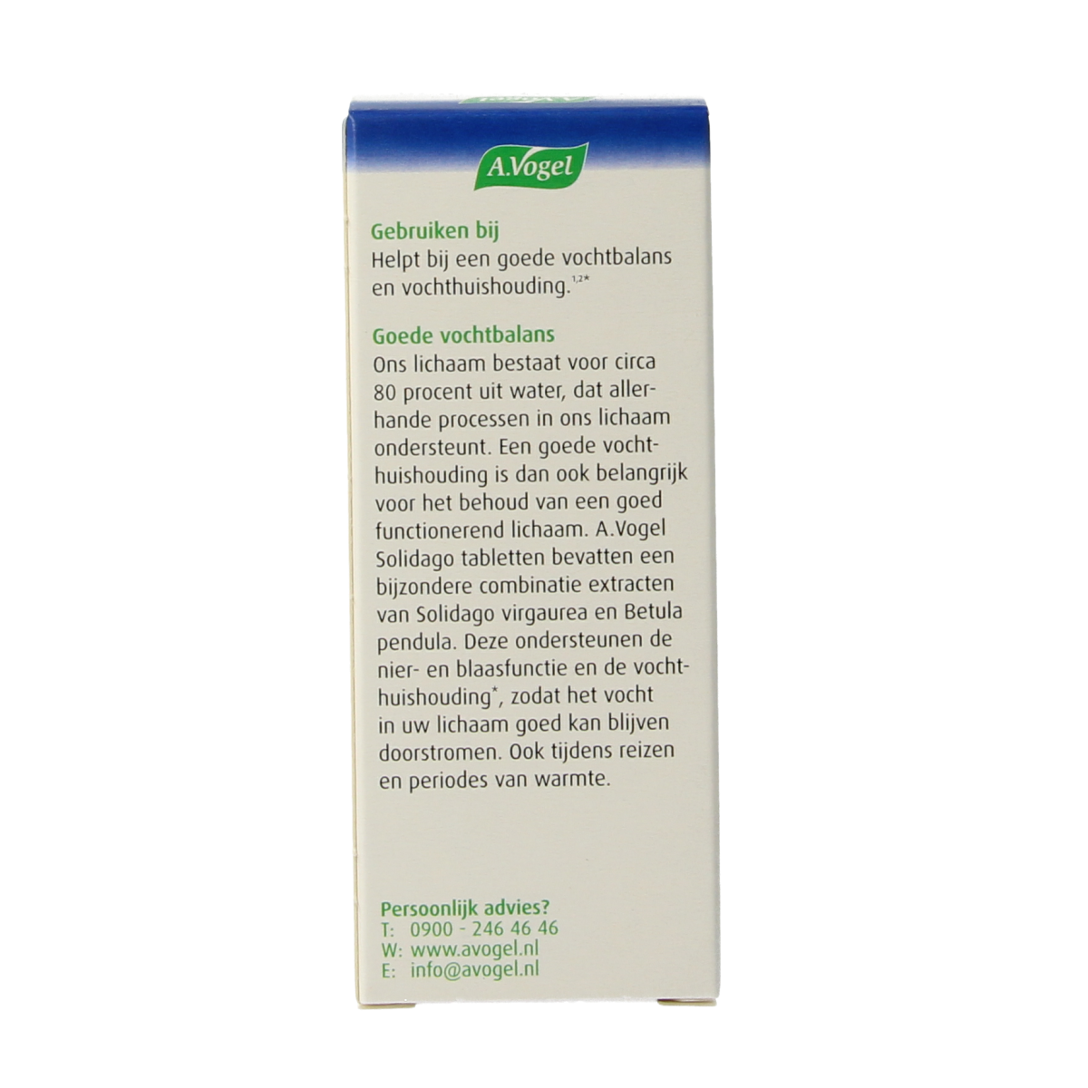 A Vogel Solidago herbal supplement tablets in blister pack, natural herbal preparation, for supporting urinary health.