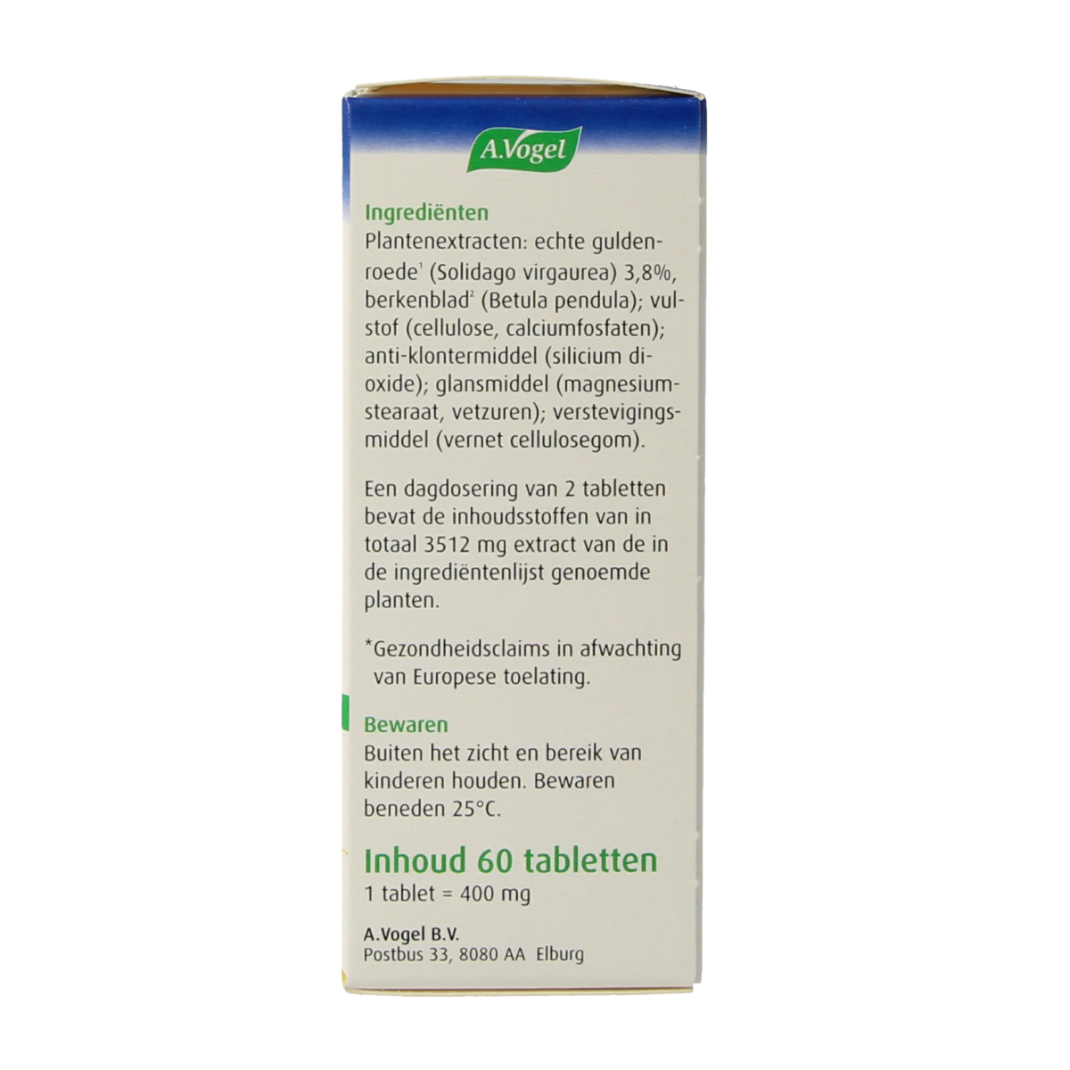 A Vogel Solidago herbal supplement tablets in a blister pack, part of the A Vogel herbal preparations line.