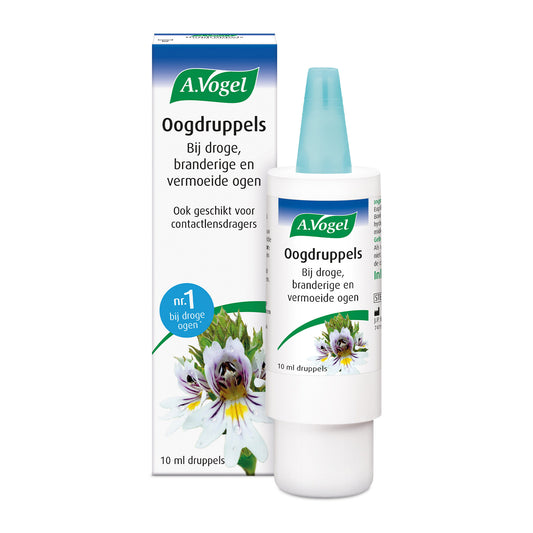 A Vogel Oogdruppels 10ml bottle for eye care, with the dropper cap visible in the image.