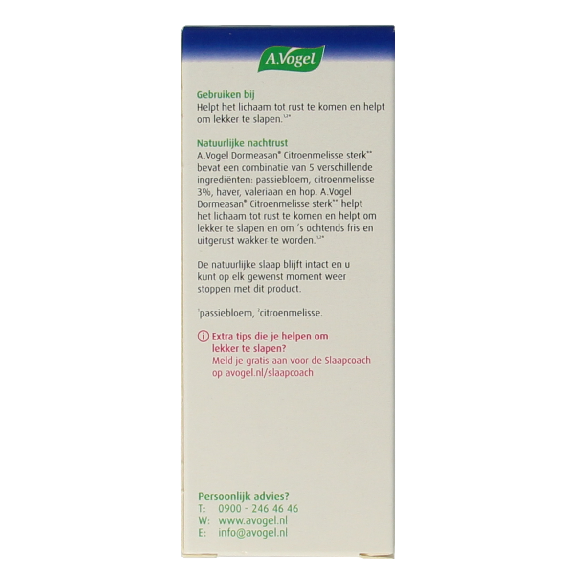 A Vogel Nachtrust sterk herbal tablets in a bottle, part of the A Vogel herbal supplement range for sleep support.