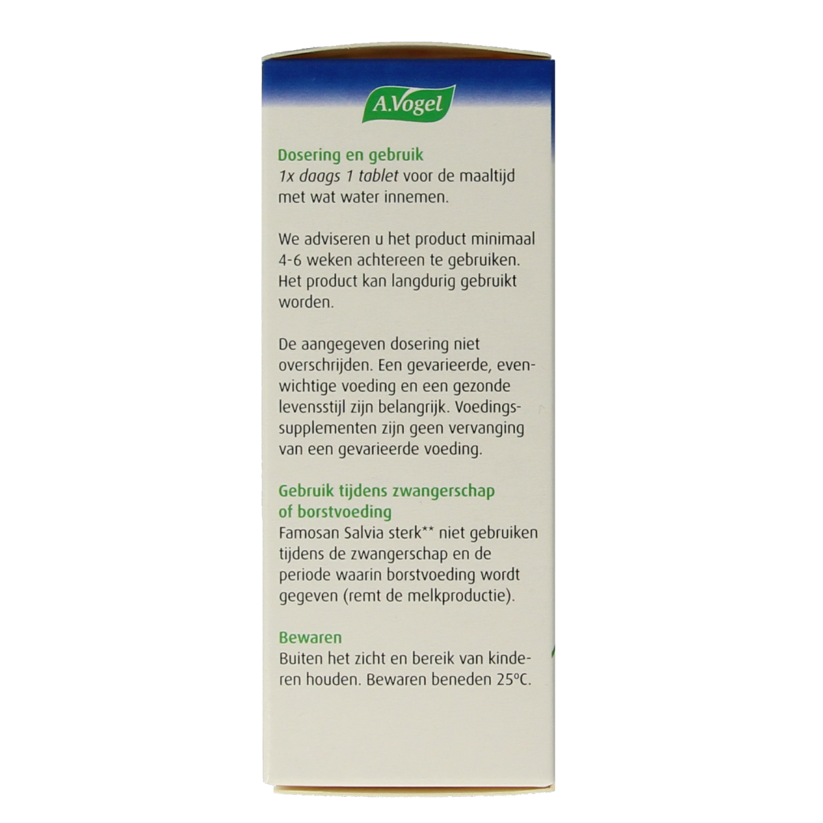 A Vogel Famosan salvia overgang sterk herbal tablets in a blister pack, designed for natural hormonal support.