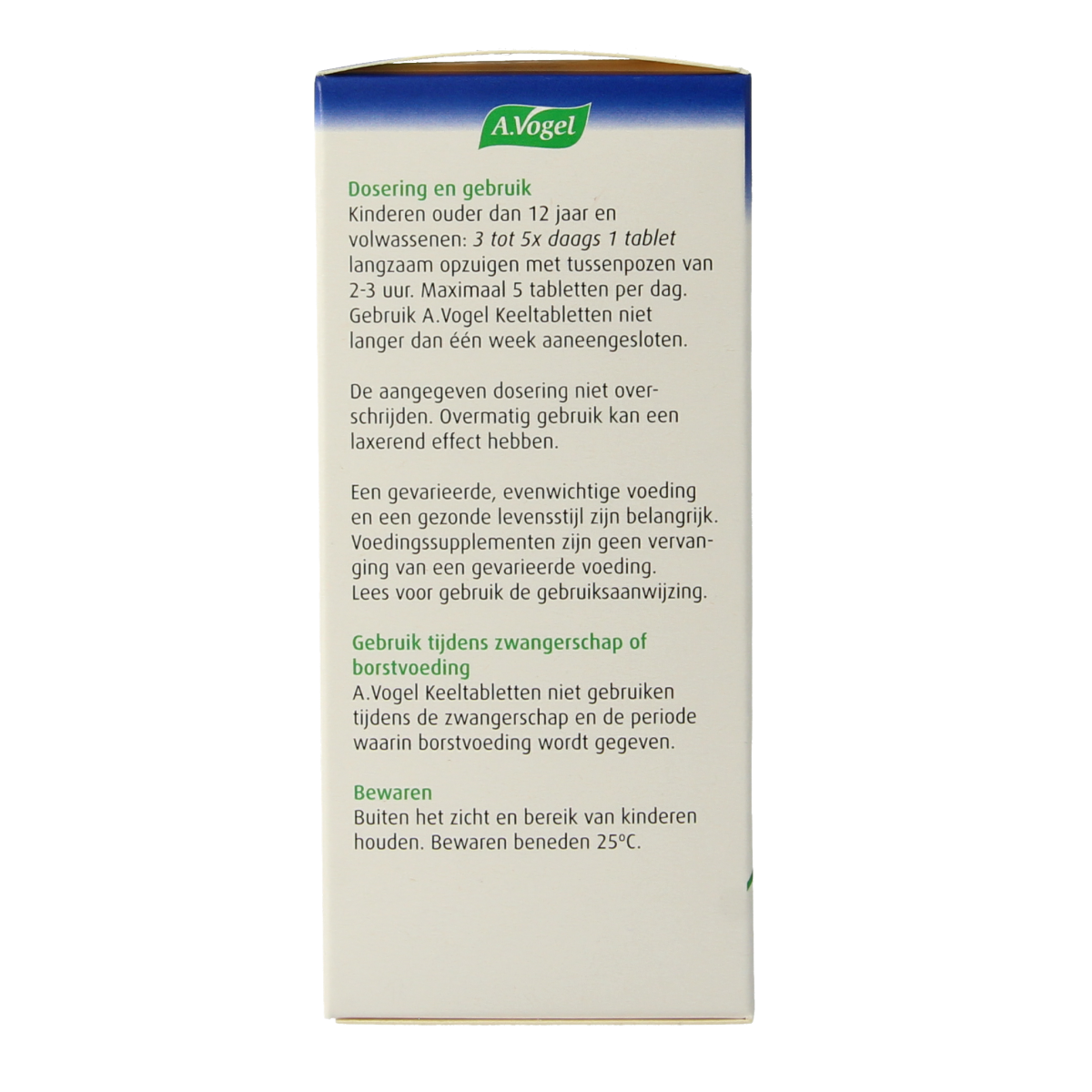A Vogel Keeltabletten herbal throat lozenges in a box, 20 tablets, natural herbal remedy for soothing throat discomfort.