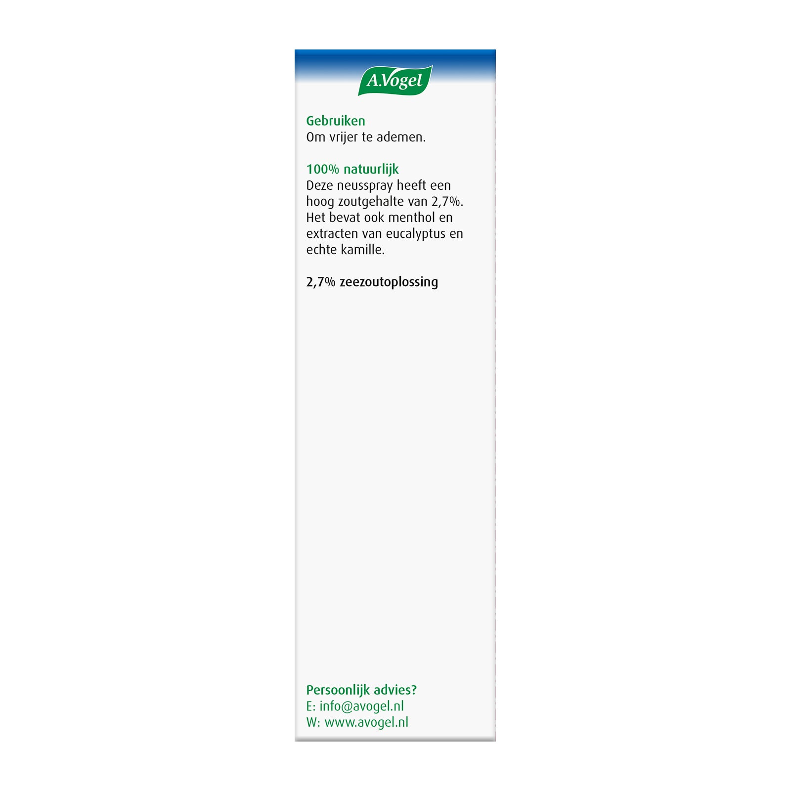 A Vogel Cinuforce extra sterk menthol nasal spray bottle, 20ml, for nasal care and inhalation relief.