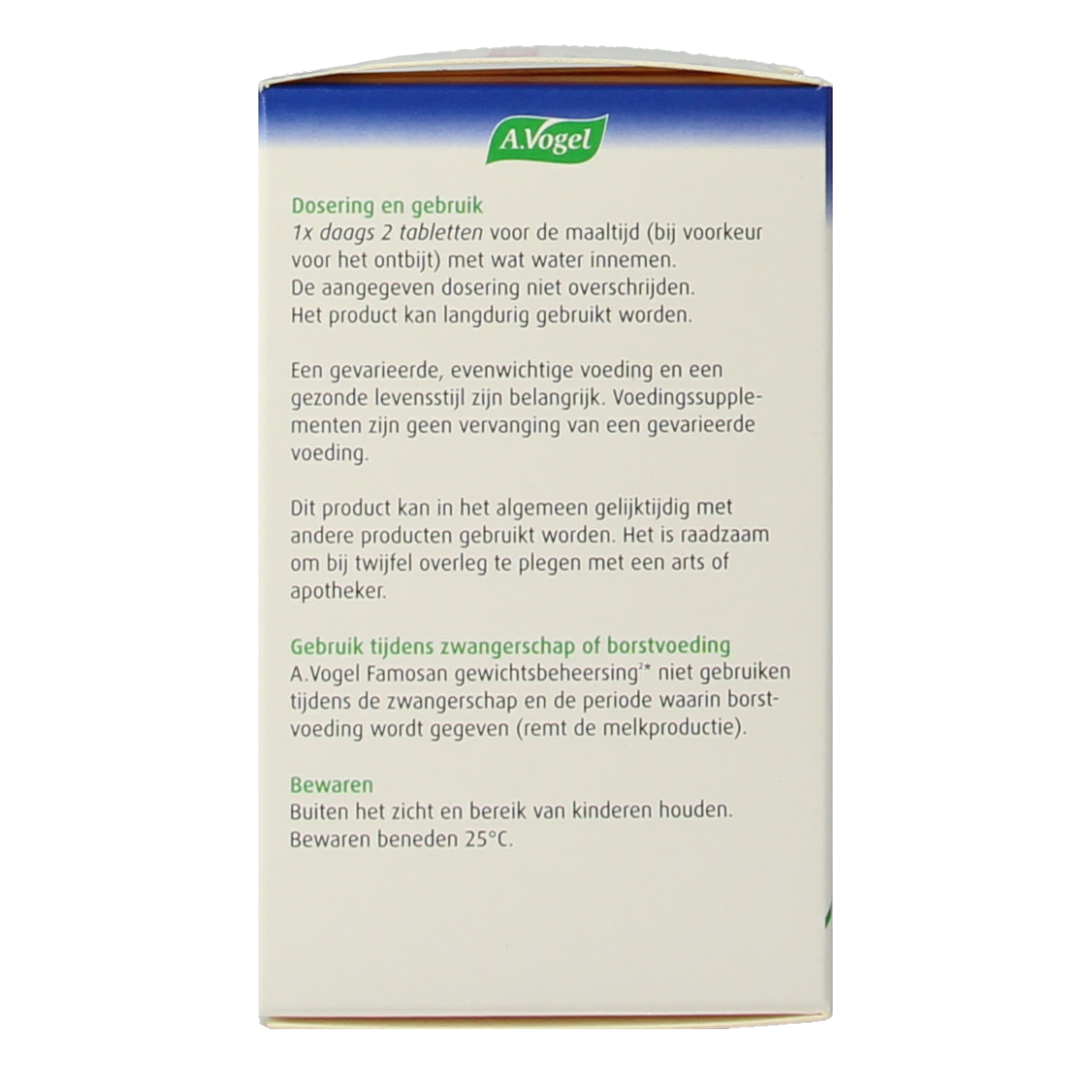 A Vogel Famosan Kruidenpreparaten for weight management, 60 tablets, natural herbal supplement in a blister pack.