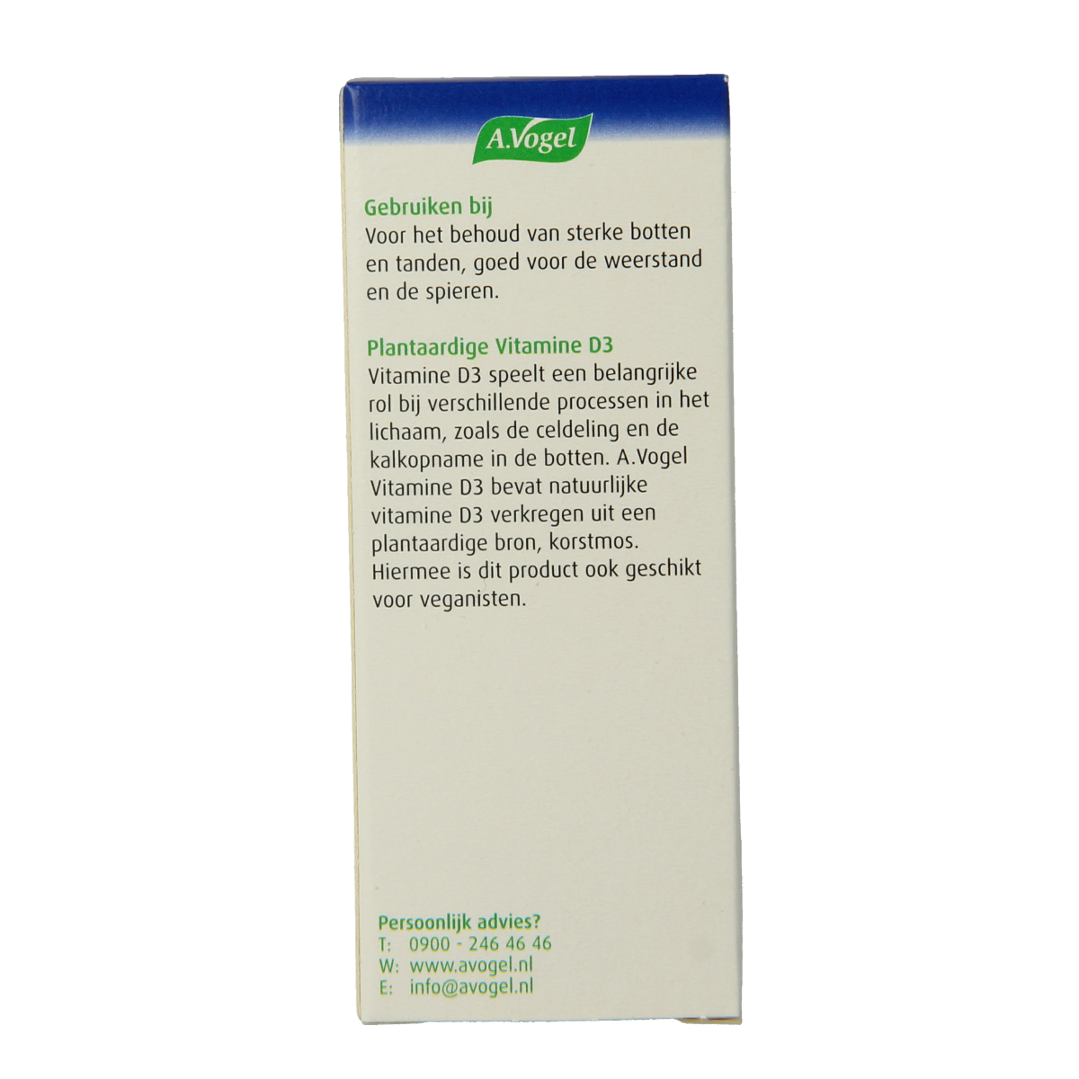 A Vogel Vitamin D3 10µg supplement in a bottle with 100 tablets, showing the packaging and tablets inside.