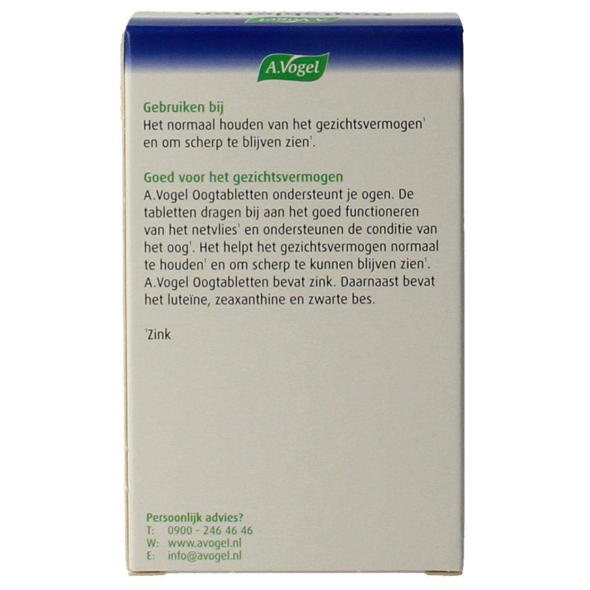 A Vogel Oogtabletten mineralen multi supplement bottle with 60 tablets, featuring a label with product details and branding.