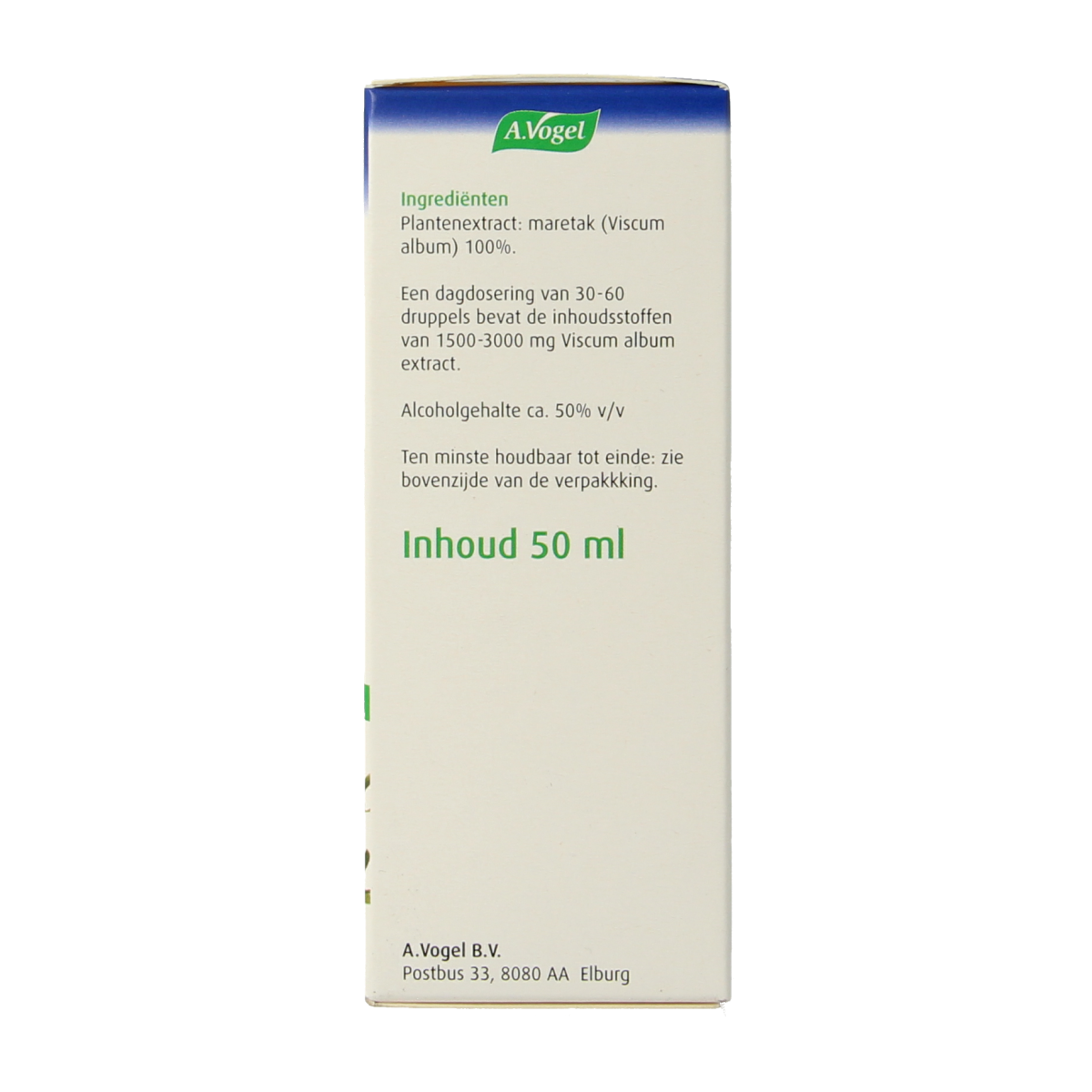 A Vogel Viscum album hart & bloedvaten herbal preparation in a 50ml bottle, featuring herbal ingredients for heart and blood vessel support.