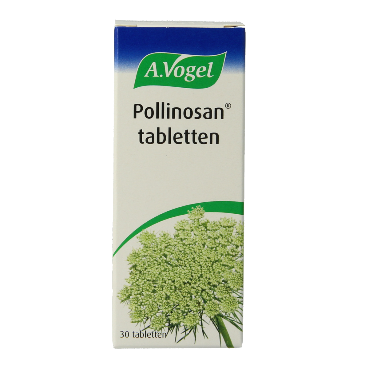 A Vogel Pollinosan herbal tablets in a blister pack, natural remedy for allergy relief, made by A Vogel, 30 tablets.