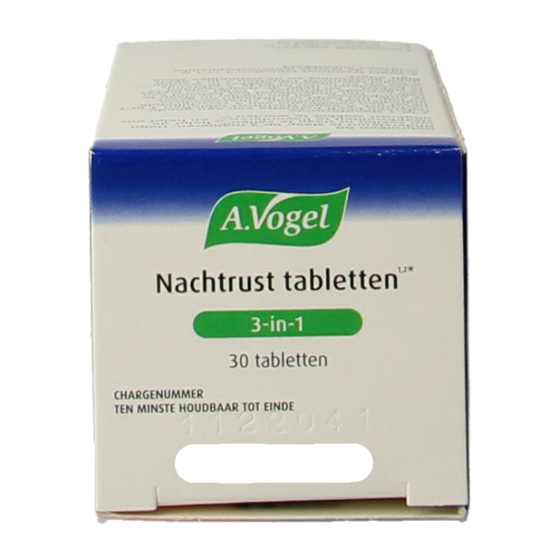 A Vogel Dormeasan nachtrust 3-in-1 herbal supplement tablets in a blister pack, designed to promote restful sleep.