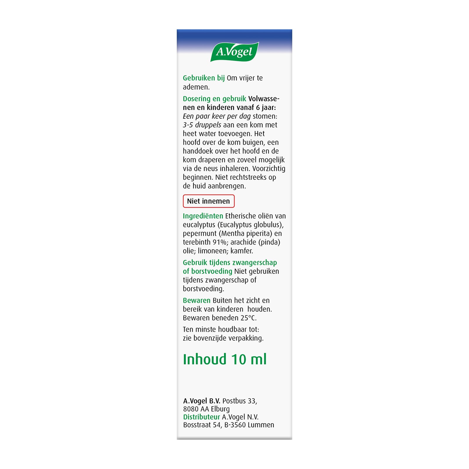 A Vogel Cinuforce inhalation drops in a 10ml bottle, designed for nasal care and inhalation relief.