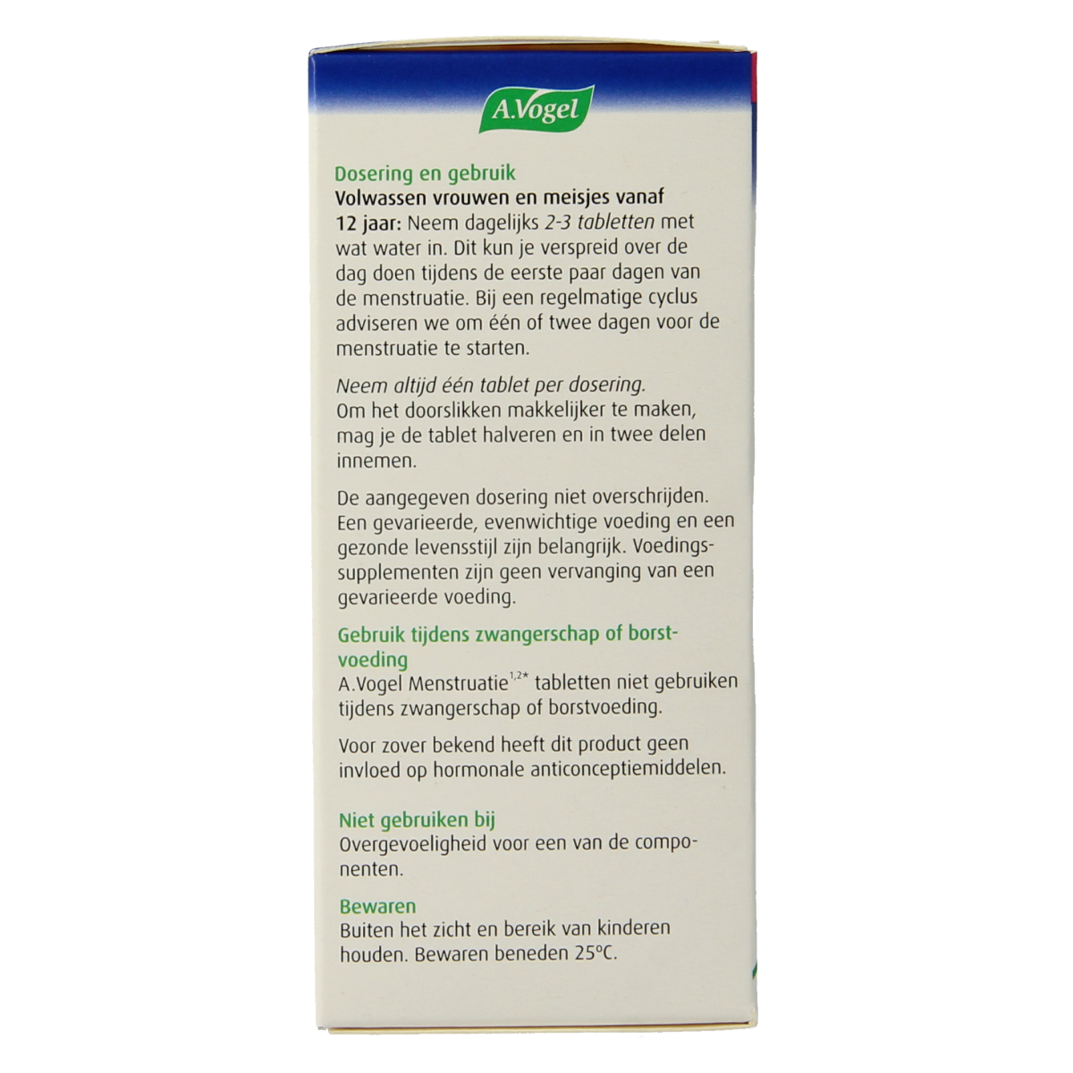 A Vogel Menstruatietabletten herbal supplement in a bottle with 30 tablets, designed for menstrual health support.