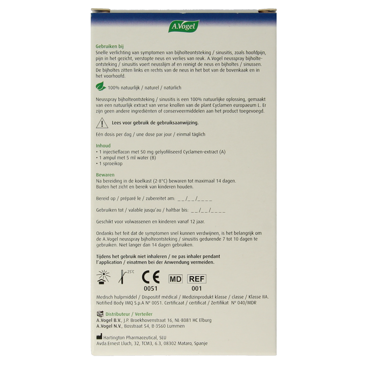 A Vogel Neusspray set for sinus inflammation, featuring nasal spray bottles for nasal care and inhalation relief.