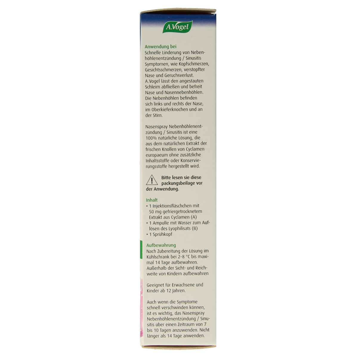 A Vogel Neusspray for sinus infection relief, nasal care and inhalation, shown in a 1.00 set package.
