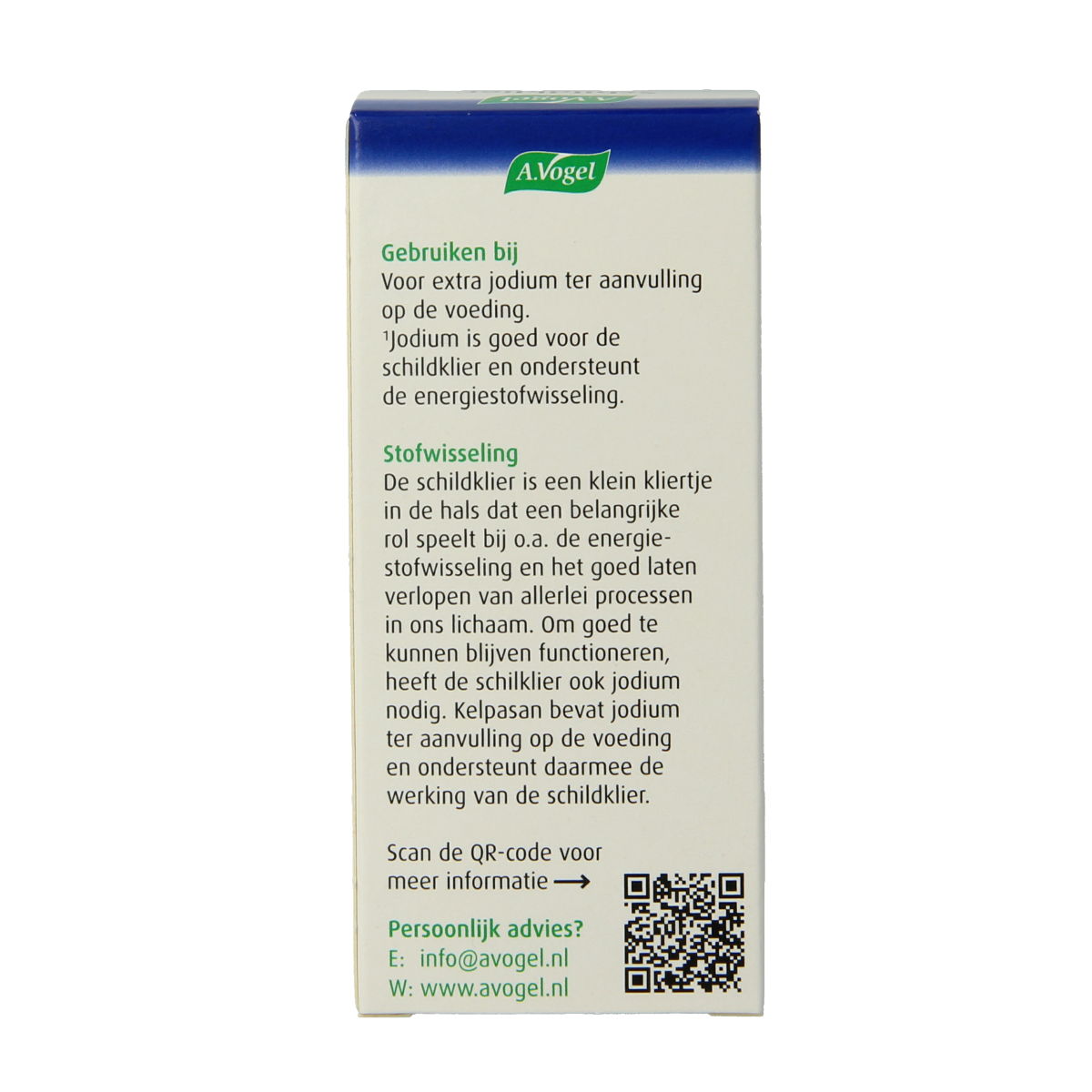 A Vogel Kelpasan thyroid herbal supplement tablets, 180-count, in a clear bottle with label showing kelp and herbal ingredients.