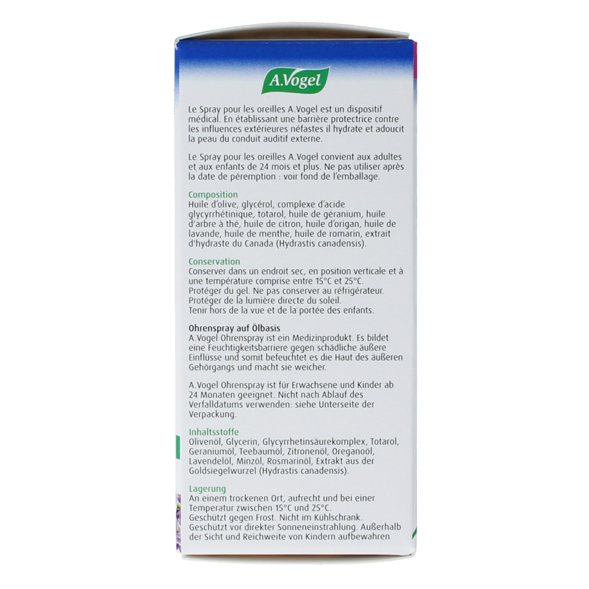 A Vogel Oorspray earwax removal spray in a 10ml bottle, designed for ear care with a clear nozzle for easy application.