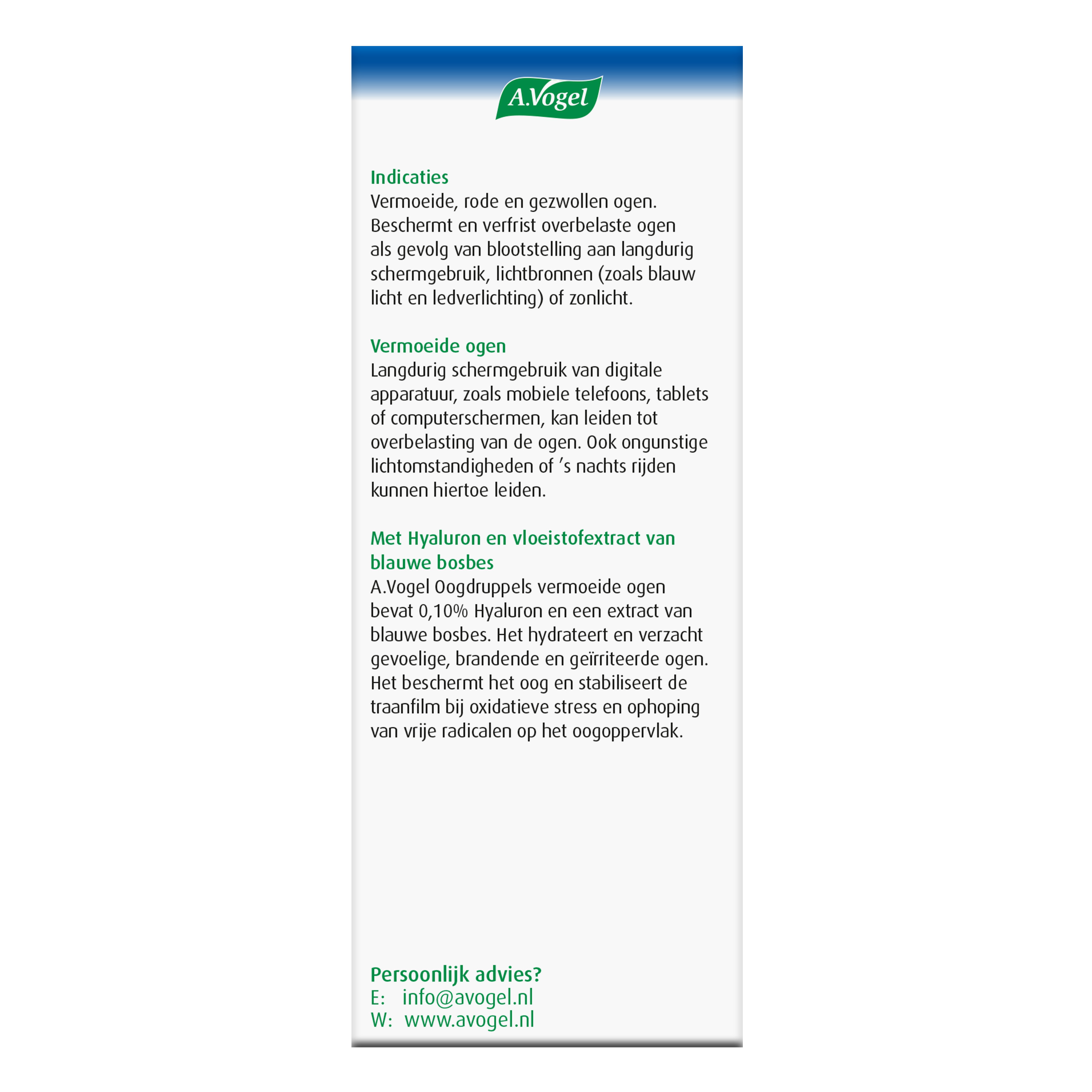 A Vogel eye drops for tired eyes in a 10ml bottle, designed for eye care and relief from eye strain.