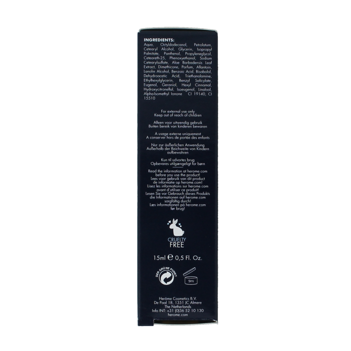 Herome Nagelriemcreme tube for hand care, 13 ml, showing the white plastic tube with product label and cap.
