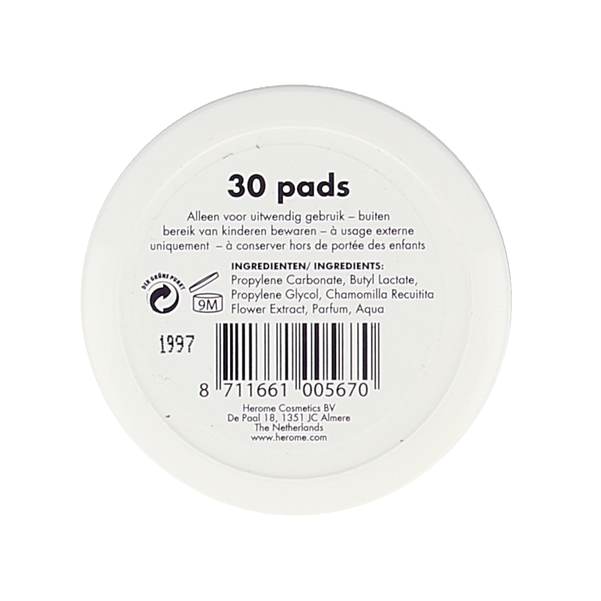 Herome Nagel caring remover pad for hand care, showing 30 reusable nail removal pads on a white background.