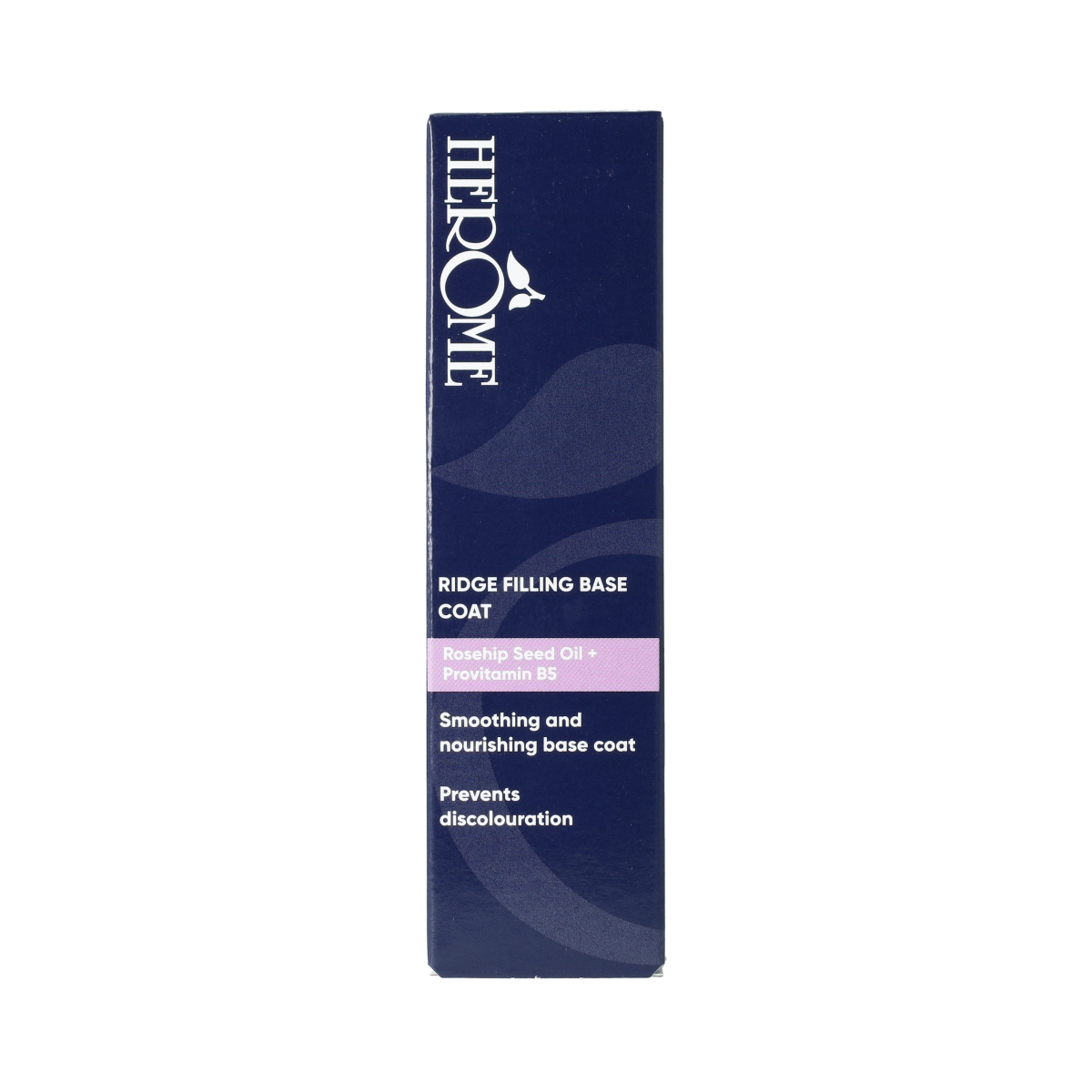 Herome Ridge Filling Base Coat 10ml bottle, used for nail hand care and strengthening nails with ridge-filling formula.
