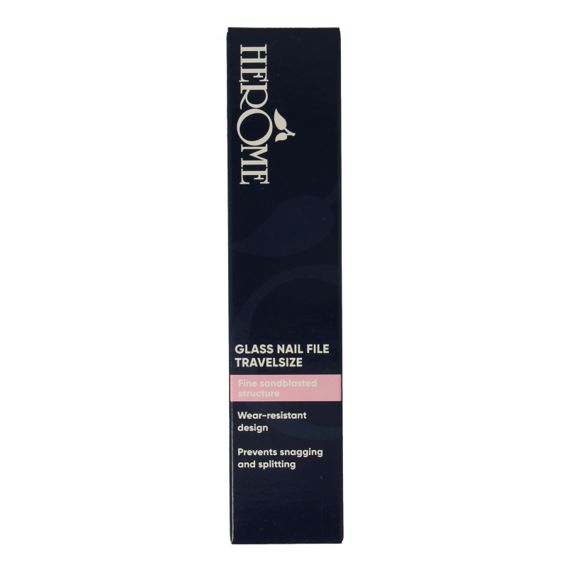 Herome travel-sized glass nail file for manicure and pedicure, compact and easy-to-use grooming instrument.