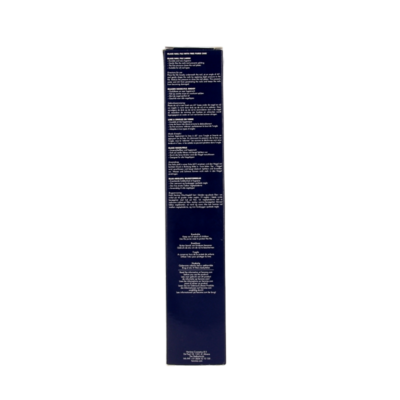 Herome glass nail file for hand care, showing smooth, durable nail file with branded design and sleek transparent glass surface.