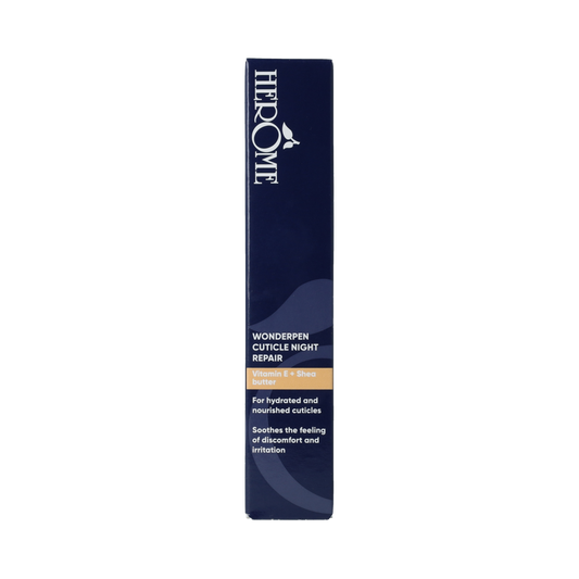 Herome Cuticle Night Repair Pen Wonderpen for hand care, showing the pen applicator with a sleek design and product packaging.