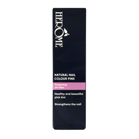 Herome Natural Pink Nail Color in 10ml bottle, soft pink shade, make-up product for natural-looking nails.
