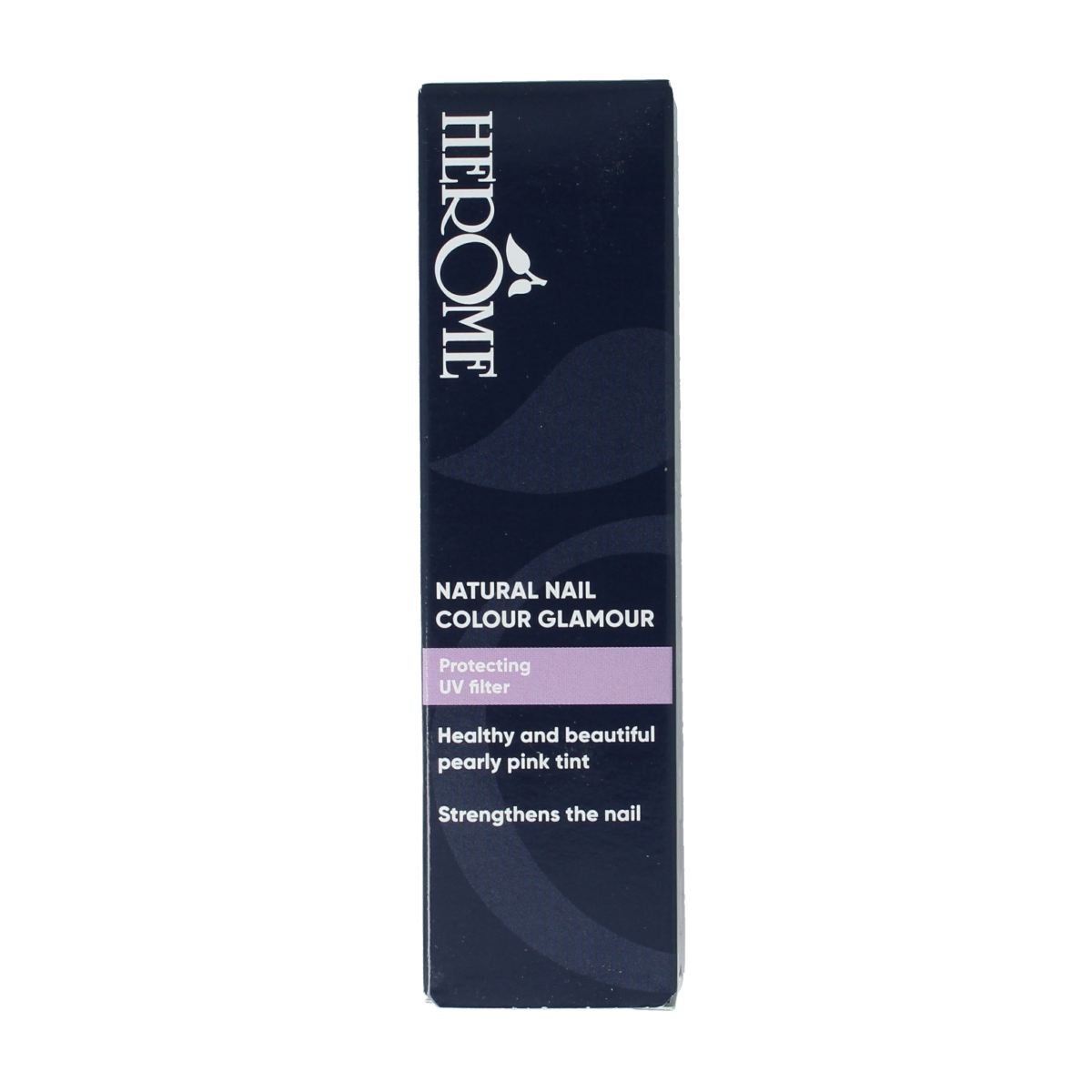Herome Natural Nail Colour Glamour in 10ml bottle, creamy beige polish for a sophisticated manicure.