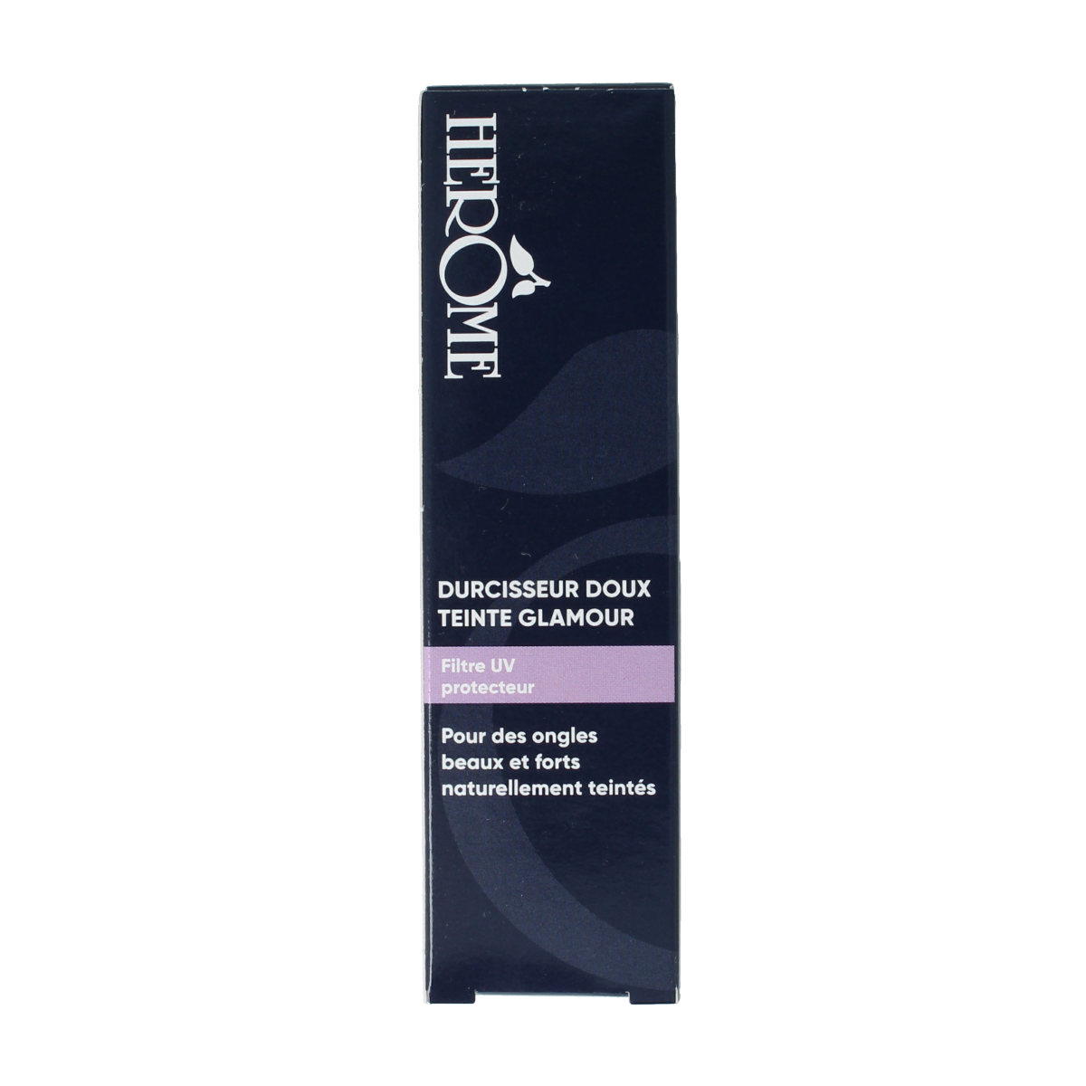 Herome Natural Nail Colour Glamour 10ml bottle with a sleek design and vibrant nail polish inside, ideal for stylish manicures.