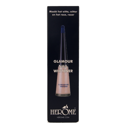 Herome Glamour nail whitener in a 10ml bottle, designed to brighten and enhance natural nail appearance.