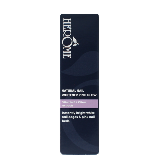 Herome Natural Nail Whitener Pink Glow in 10ml bottle, make-up product for brightening and enhancing natural nails.