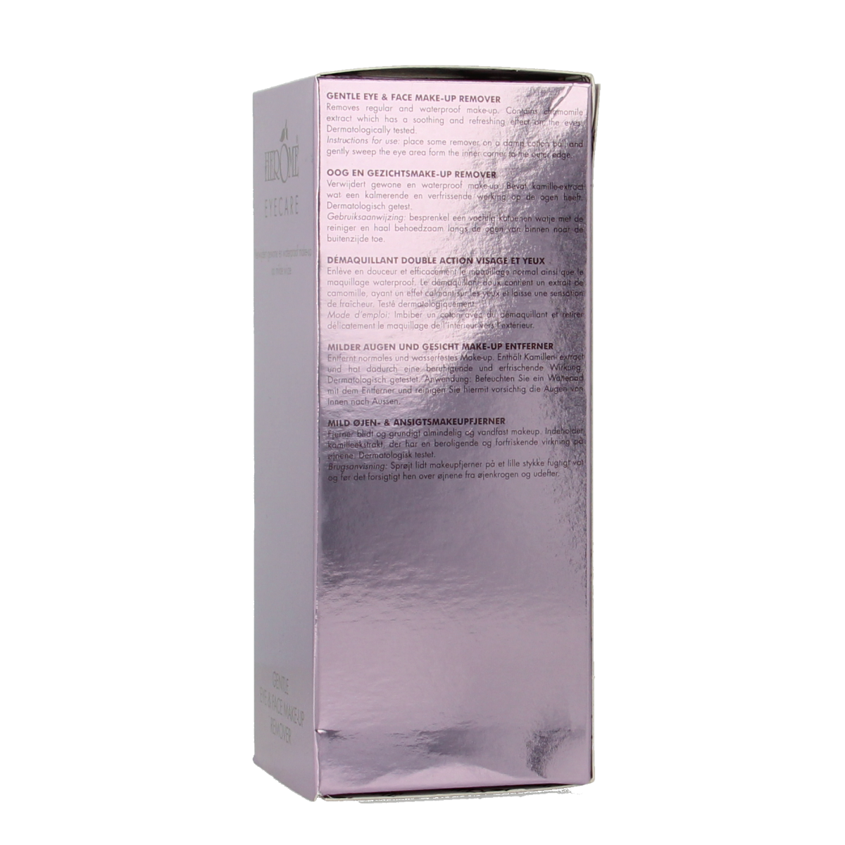 Herome gentle eye makeup remover in a 120ml bottle, suitable for facial skincare and delicate eye area cleansing.
