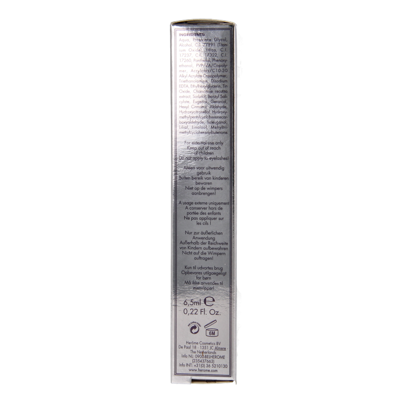 Herome blond brow gel in 6.5ml, makeup product for natural-looking, styled eyebrows with a clear, lightweight formula.