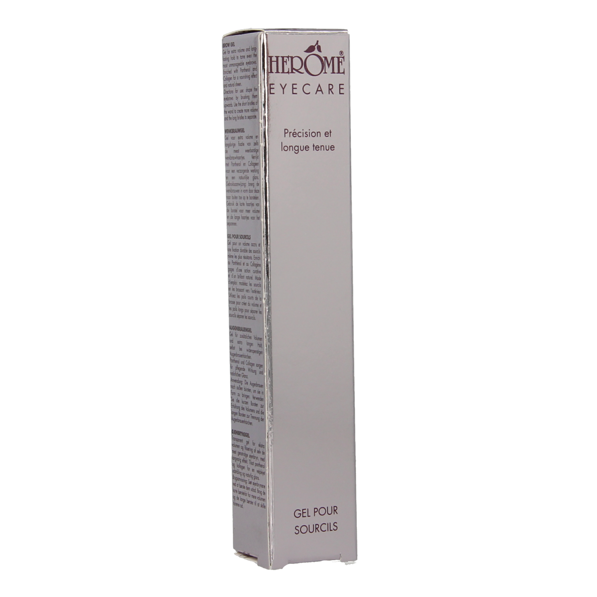 Herome brown brow gel in a 6.5ml tube, designed for eyebrow grooming and shaping.